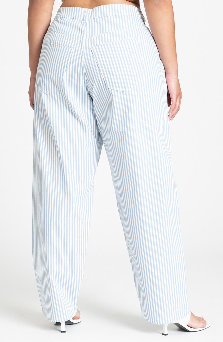 ELOQUII Pinstripe High Waist Straight Leg Pants, Alternate, color, 