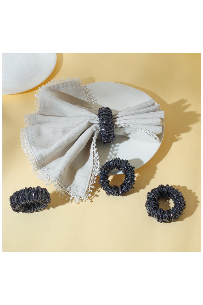 Iridescent Galaxy Weave Set of 4 Napkin Rings, Alternate, color, BLUE