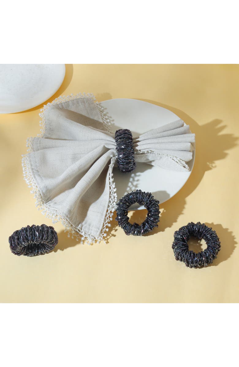 Tiramisu Iridescent Galaxy Weave Set of 4 Napkin Rings, Alternate, color, 