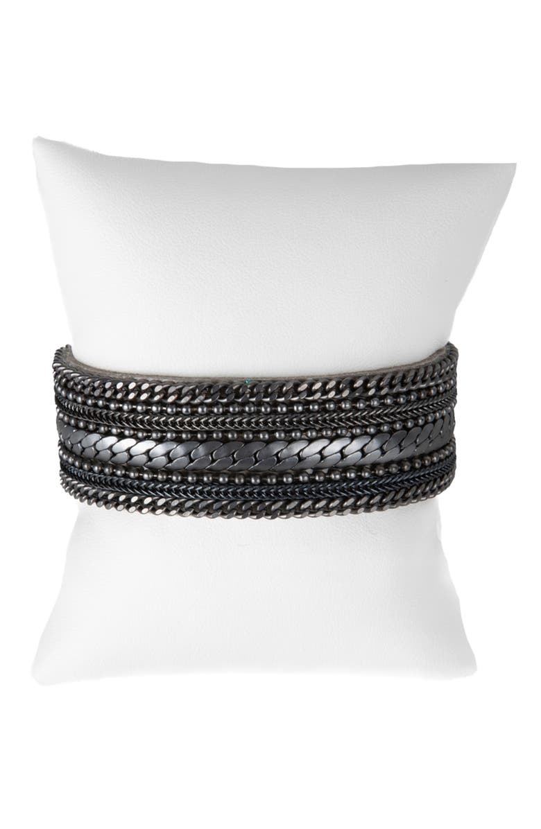 SAACHI Mixed Chain Bracelet, Alternate, color, Gunmetal