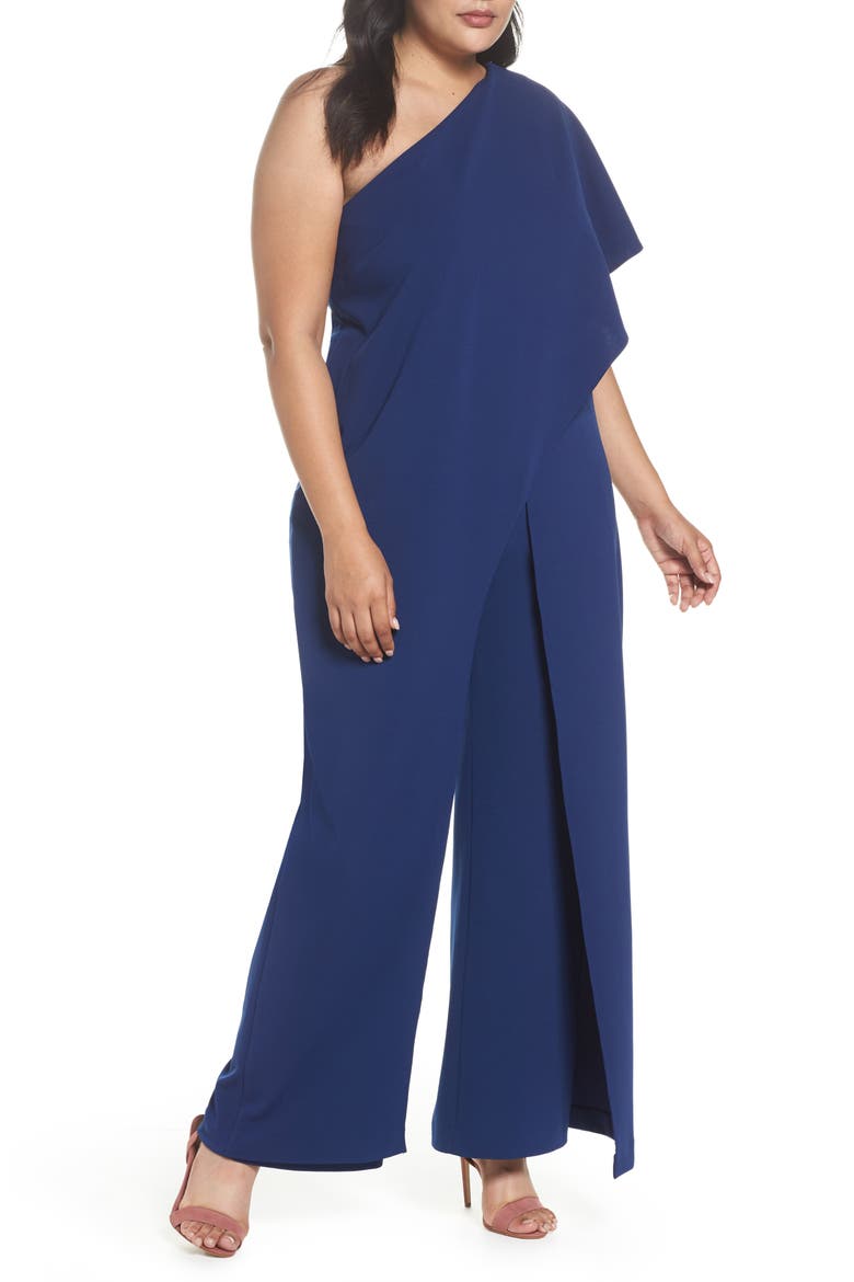 One-Shoulder Jumpsuit, Main, color, NAVY