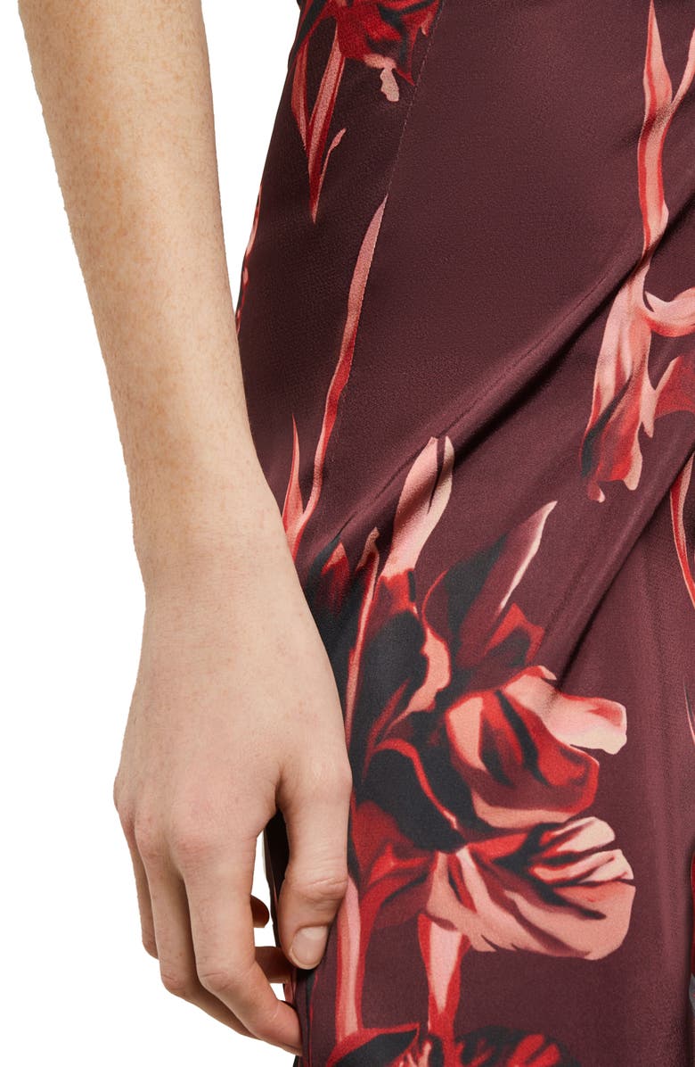 Misook Floral Crêpe de Chine StraightLeg Pants, Alternate, color, Mahogany/Classic Red/Venetian