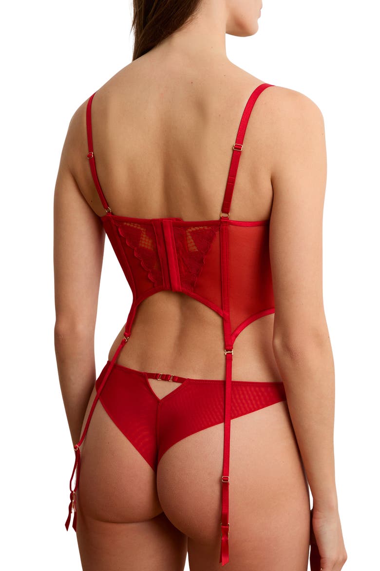 Desir Heart Embroidered Bustier, Alternate, color, RED