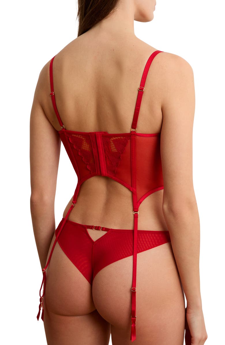 Etam Desir Heart Embroidered Bustier, Alternate, color, Red