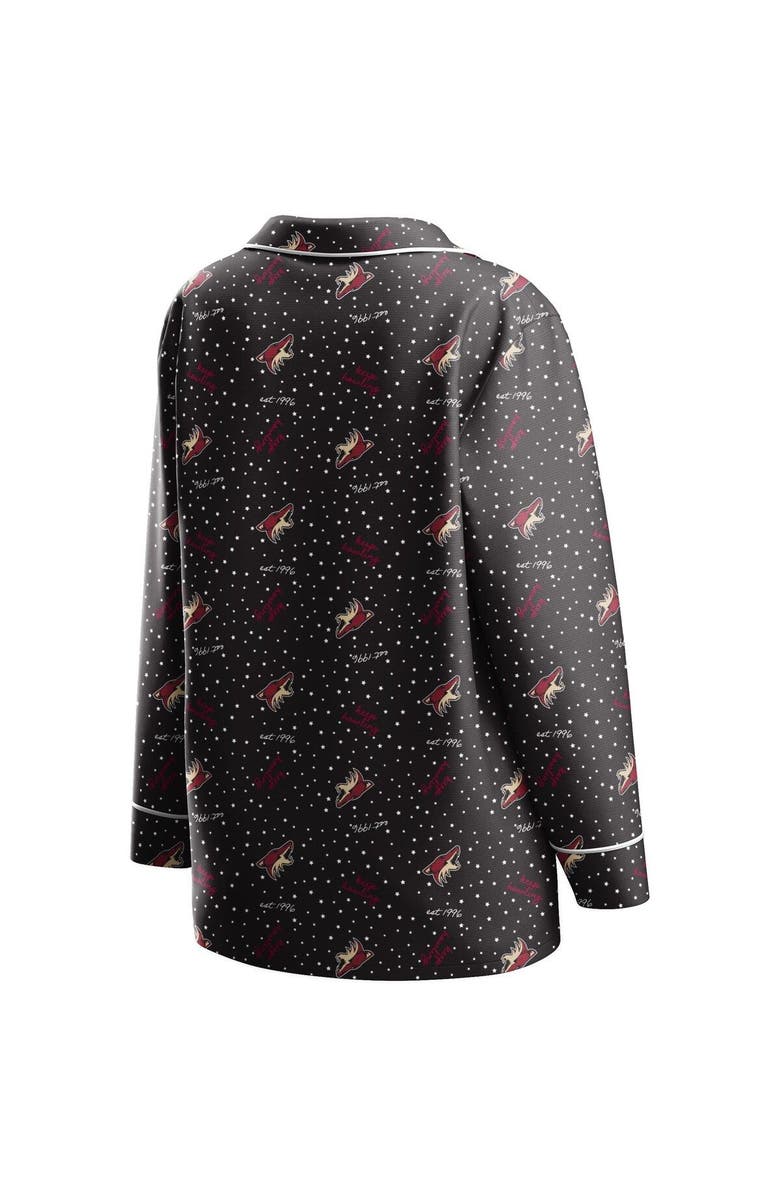 WEAR by Erin Andrews Women's WEAR by Erin Andrews Black Arizona Coyotes Long Sleeve Button-Up Shirt & Pants Sleep Set, Alternate, color, Black