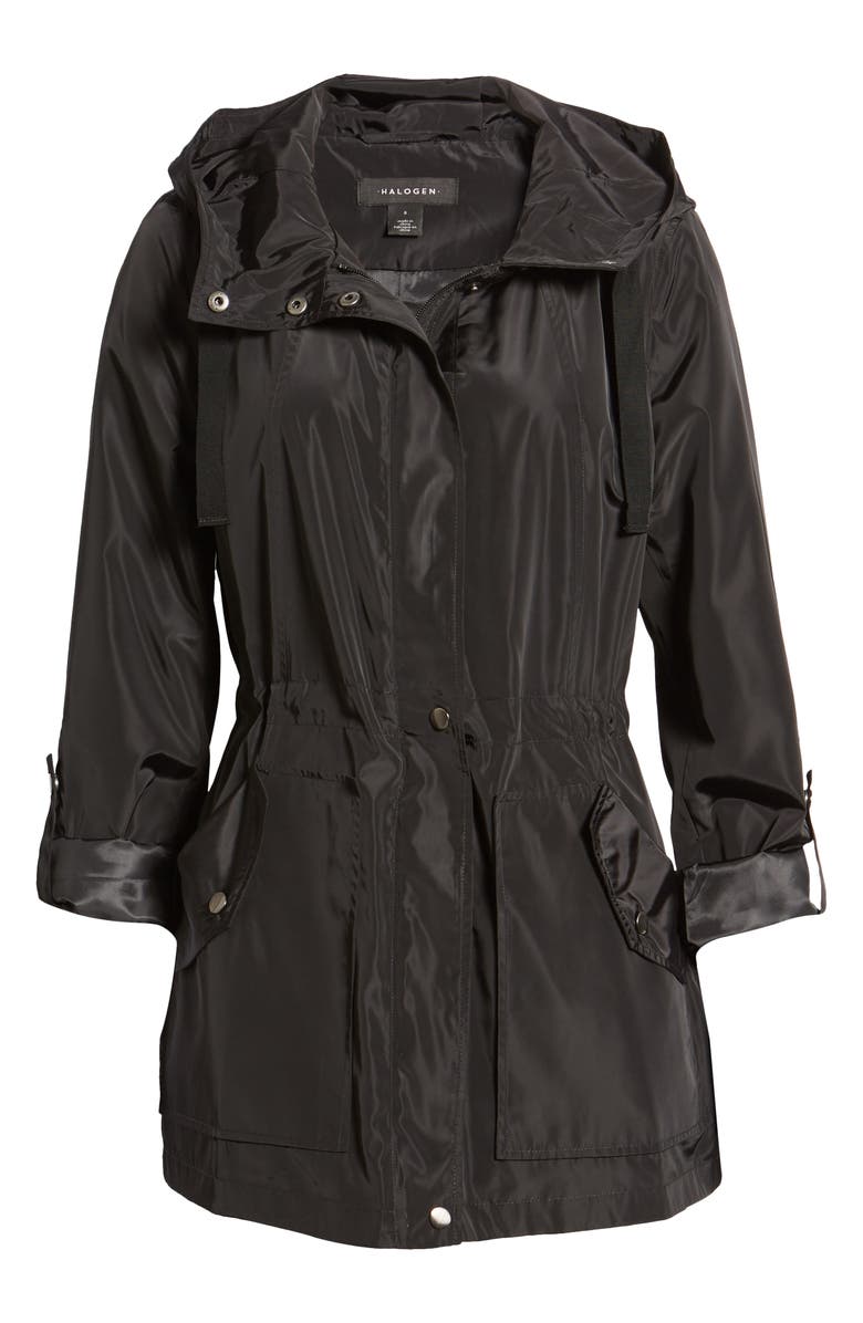 Halogen<sup>®</sup> Hooded Cinch Waist Rain Jacket, Alternate, color, 