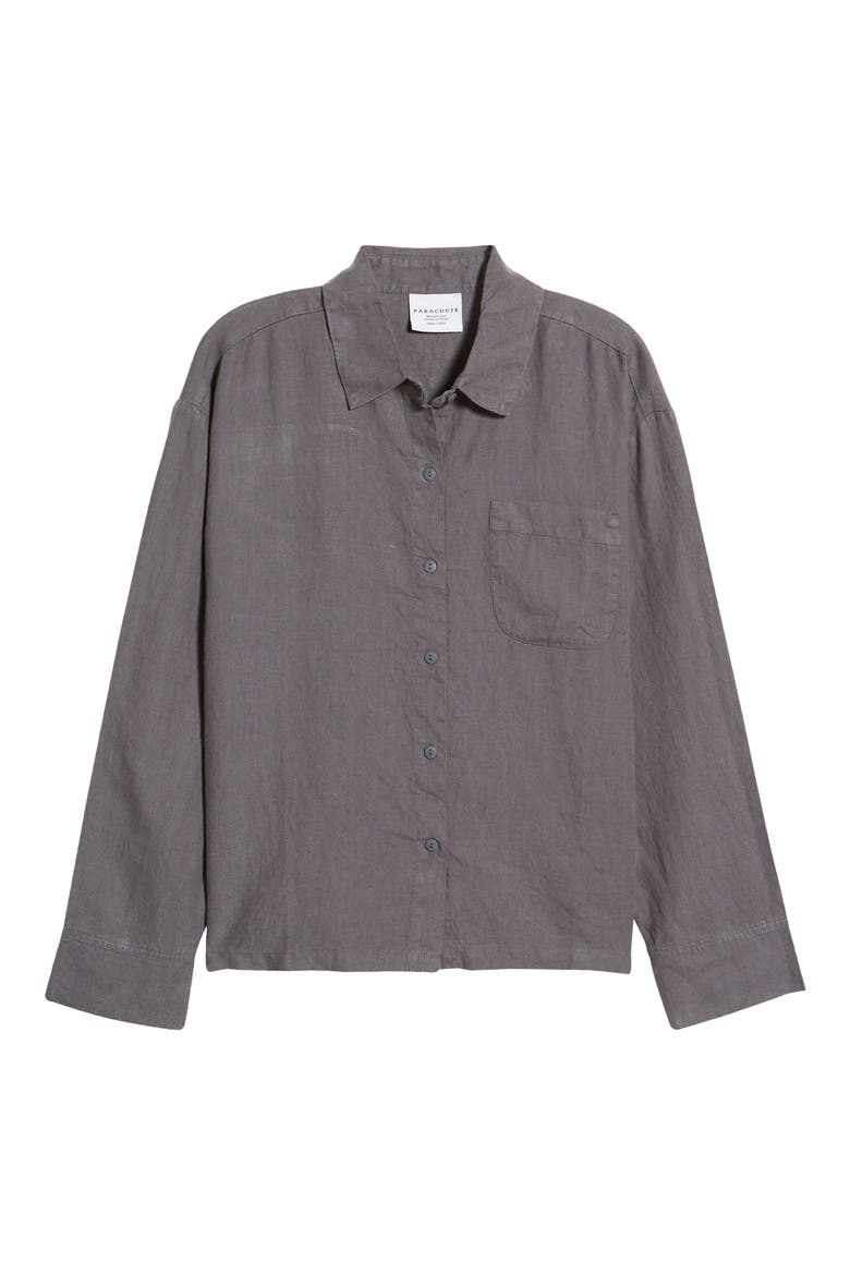 Women's Linen Shirt, Alternate, color, COAL