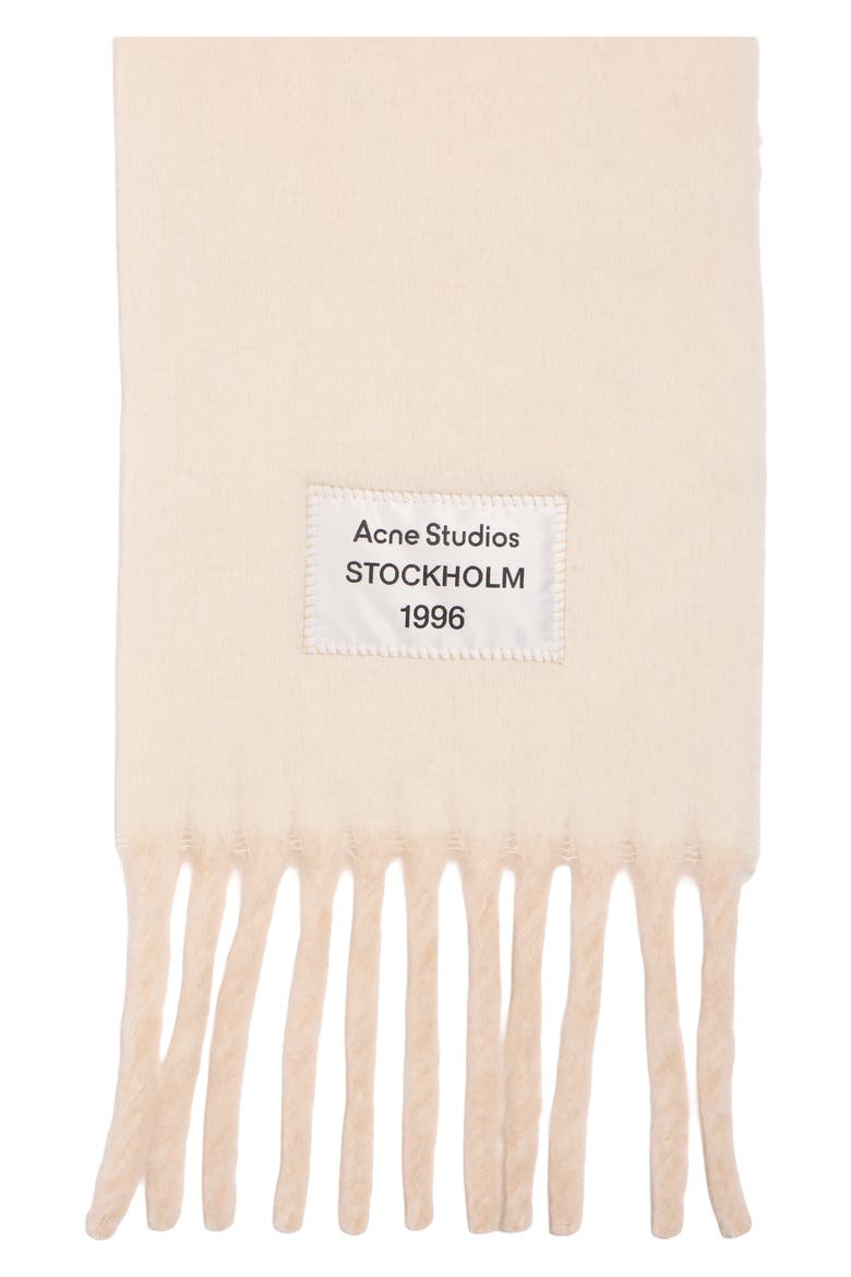 Volly Alpaca & Wool Blend Fringe Scarf, Alternate, color, WHITE/ BEIGE