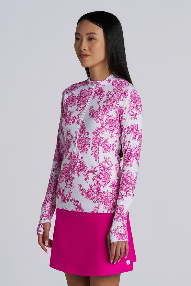 Women's Escalante Zip Rash Guard, UPF 50+ Sun Protection, Alternate, color, Fuchsia Pink