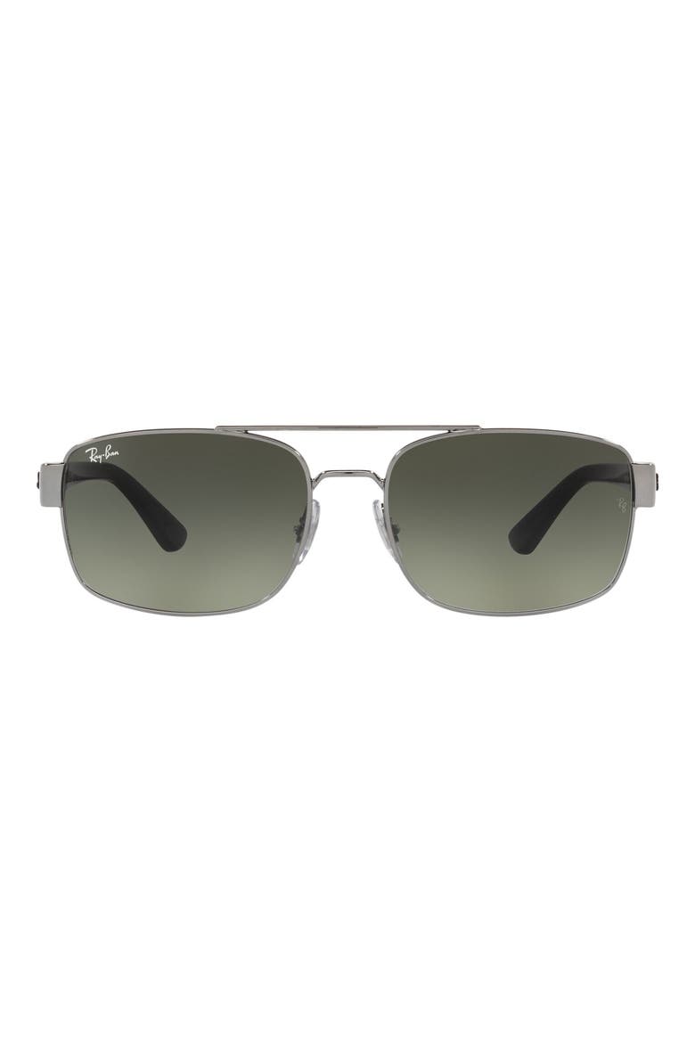 61mm Pillow Sunglasses, Main, color, GUNMETAL