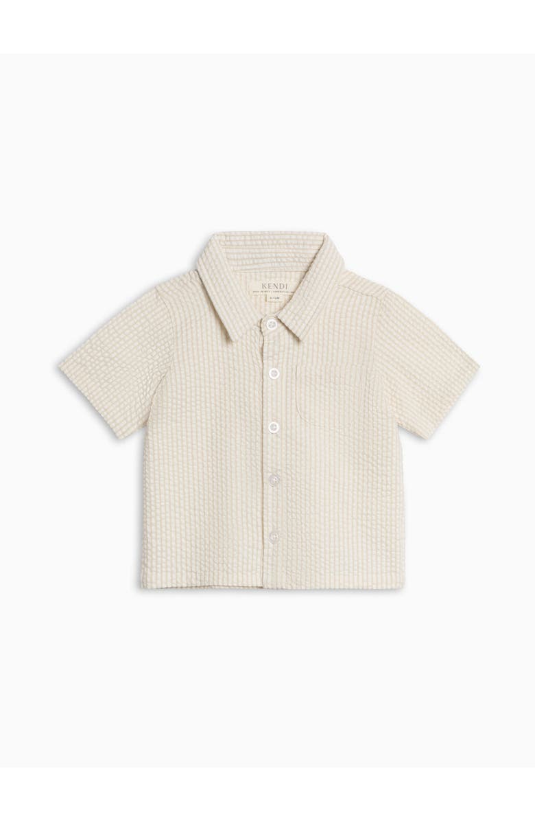 KENDI by Colored Organics Organic Landon Seesucker Button Down, Main, color, Dune Stripe