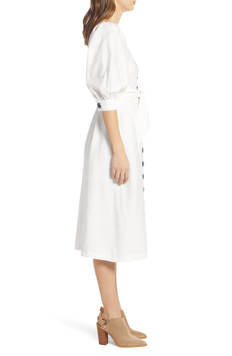 MOON RIVER Puff Sleeve Tie Waist Dress, Alternate, color, 