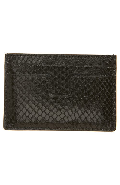 Tom Ford T-line Python Embossed Leather Card Case In 1n001 Black