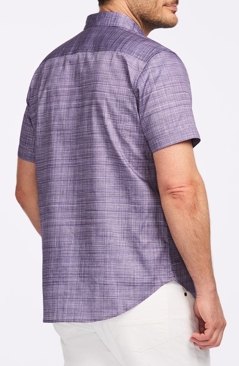 Robert Graham Roth Short Sleeve Cotton Button-Up Shirt, Alternate, color, Lilac