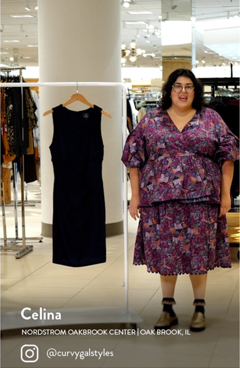 Metallic Jersey Sheath Dress, sales video thumbnail