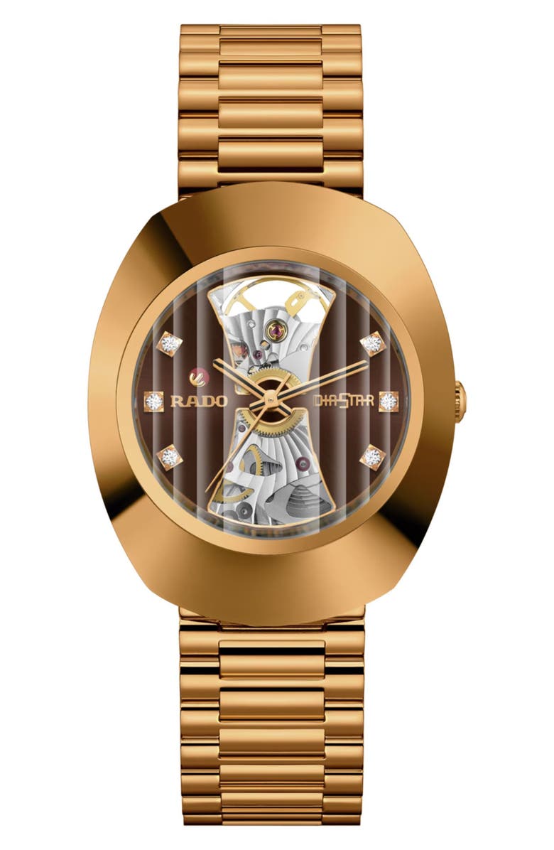 RADO DiaStar Original Skeleton Open Heart Automatic Bracelet Watch, 35mm, Main, color, 
