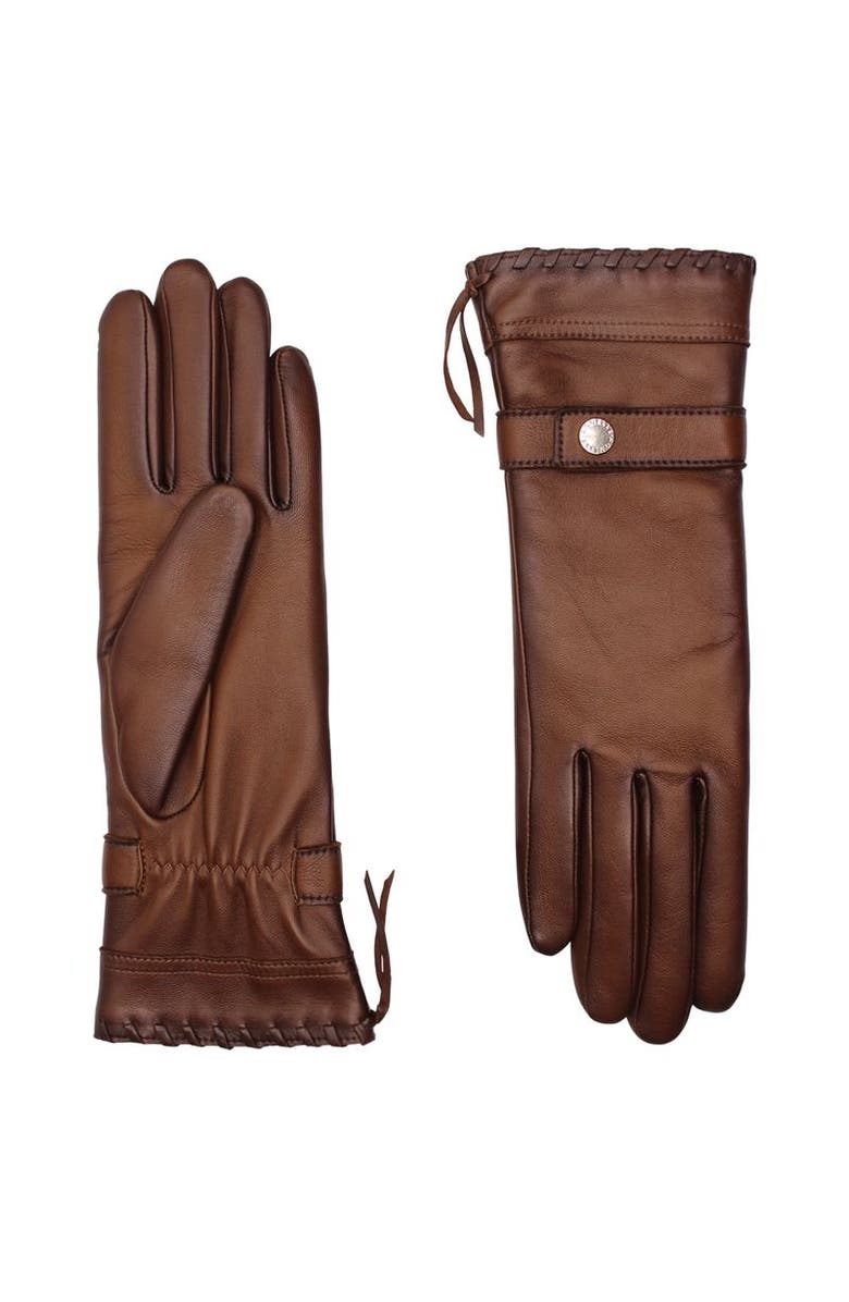Agnelle Dallas Cashmere Lined Lambskin Glove with Corset Lacing, Main, color, Whisky Patine