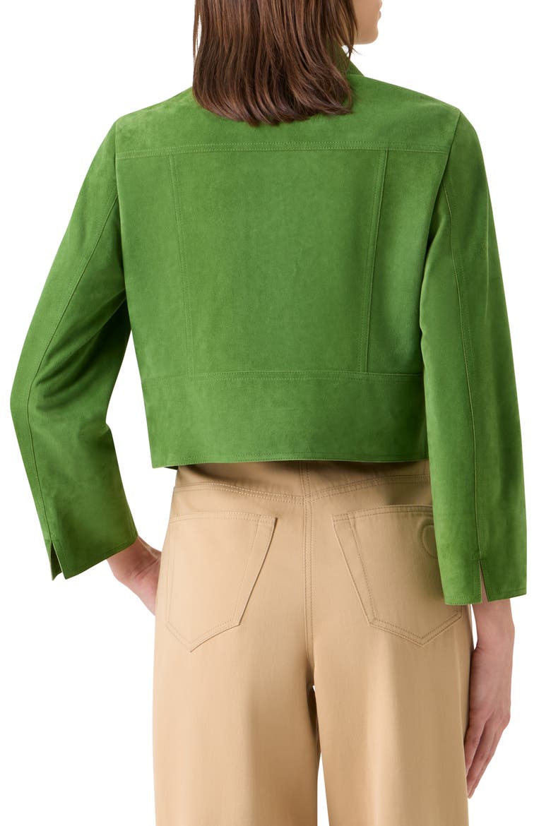 Asymmetric Crop Suede Jacket, Alternate, color, GREEN
