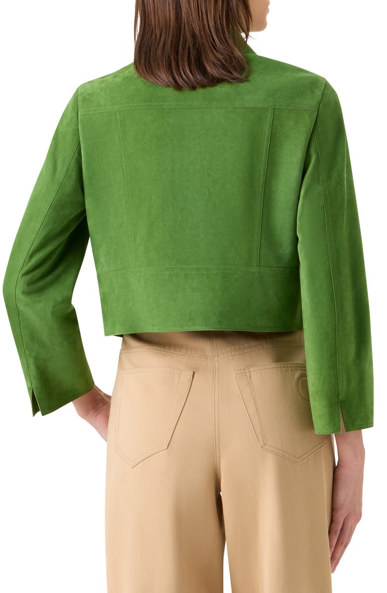 Akris punto Asymmetric Crop Suede Jacket, Alternate, color, Green