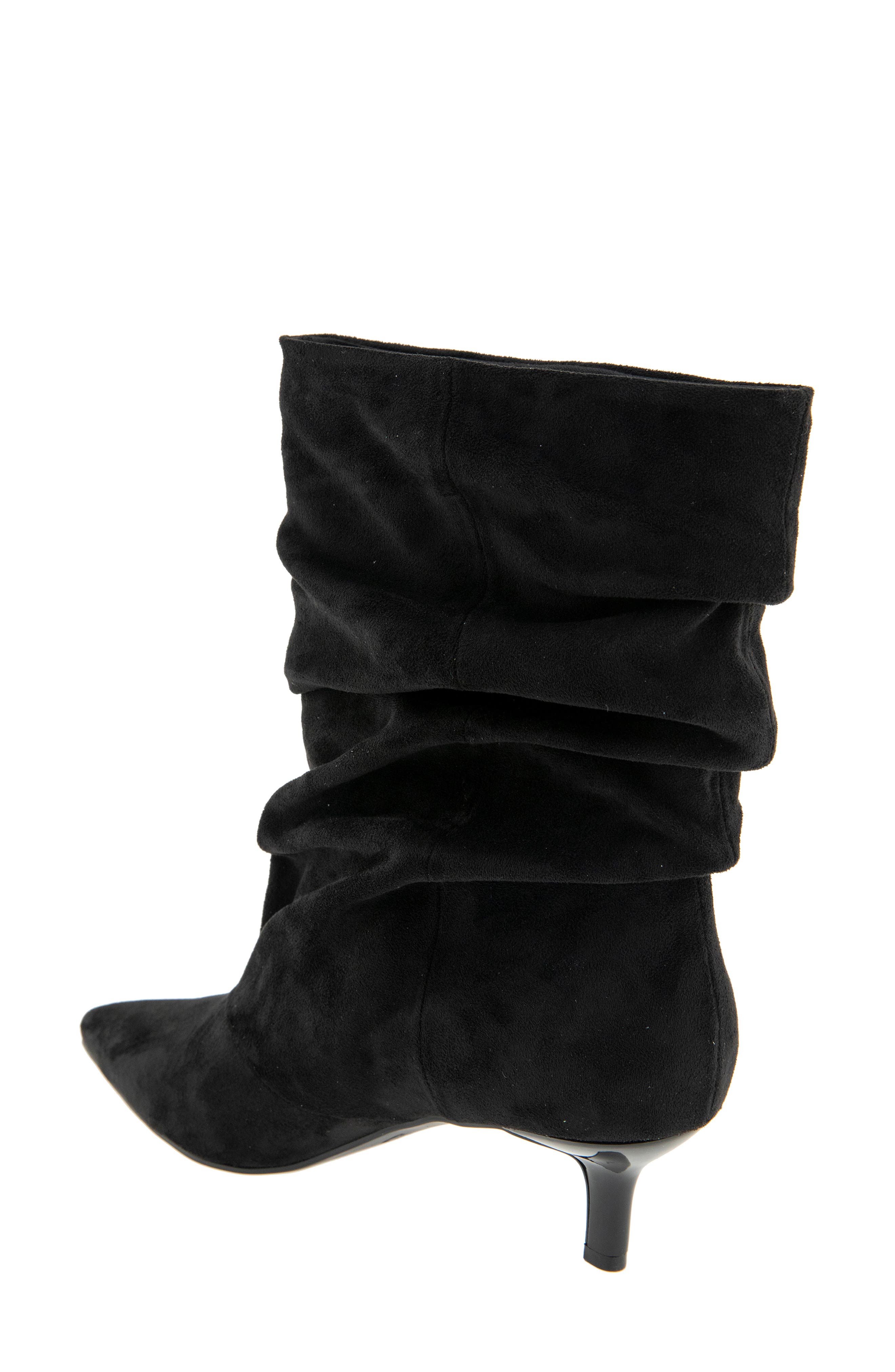 Dalles Kitten Heel Pointed Toe Scrunch Bootie, Alternate, color, BLACK