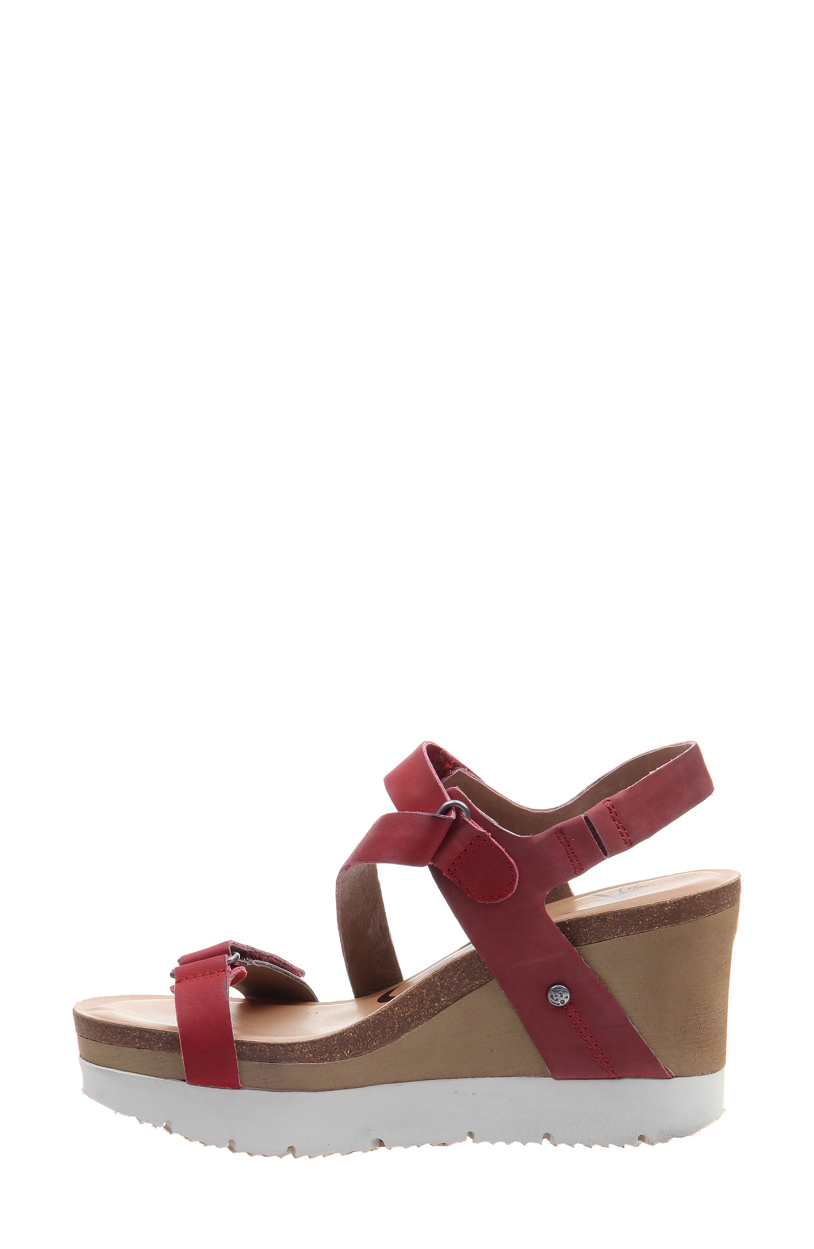 Wavey Wedge Sandal, Alternate, color, HUNTING RED NUBUCK LEATHER