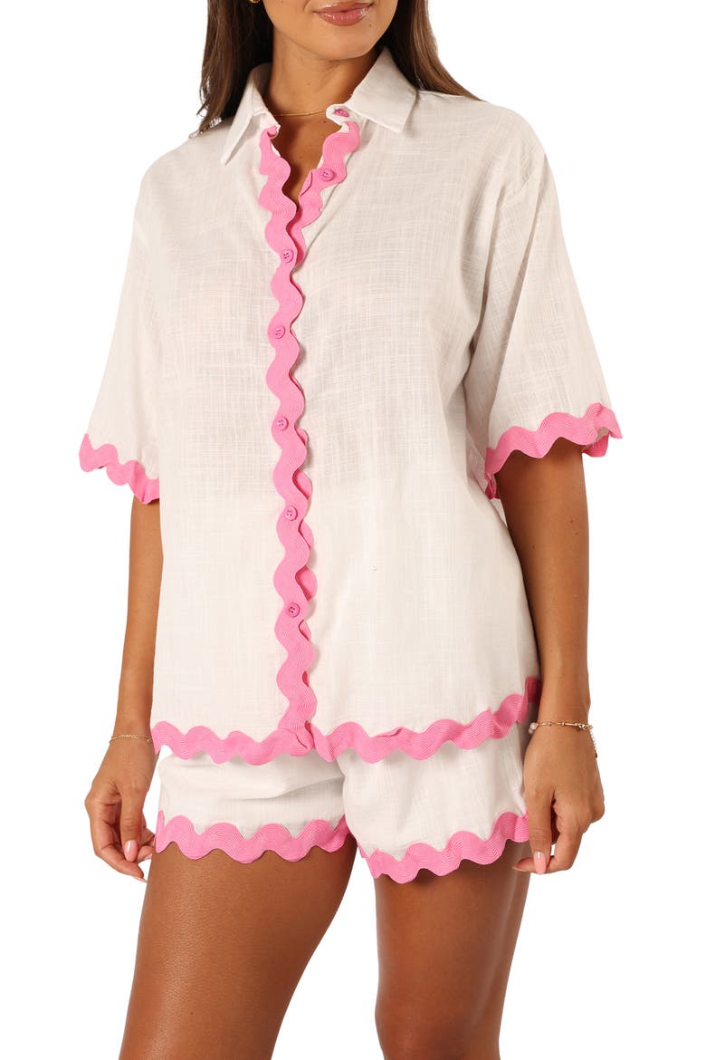 Wilson Button-Up Shirt & Shorts, Alternate, color, WHITE PINK