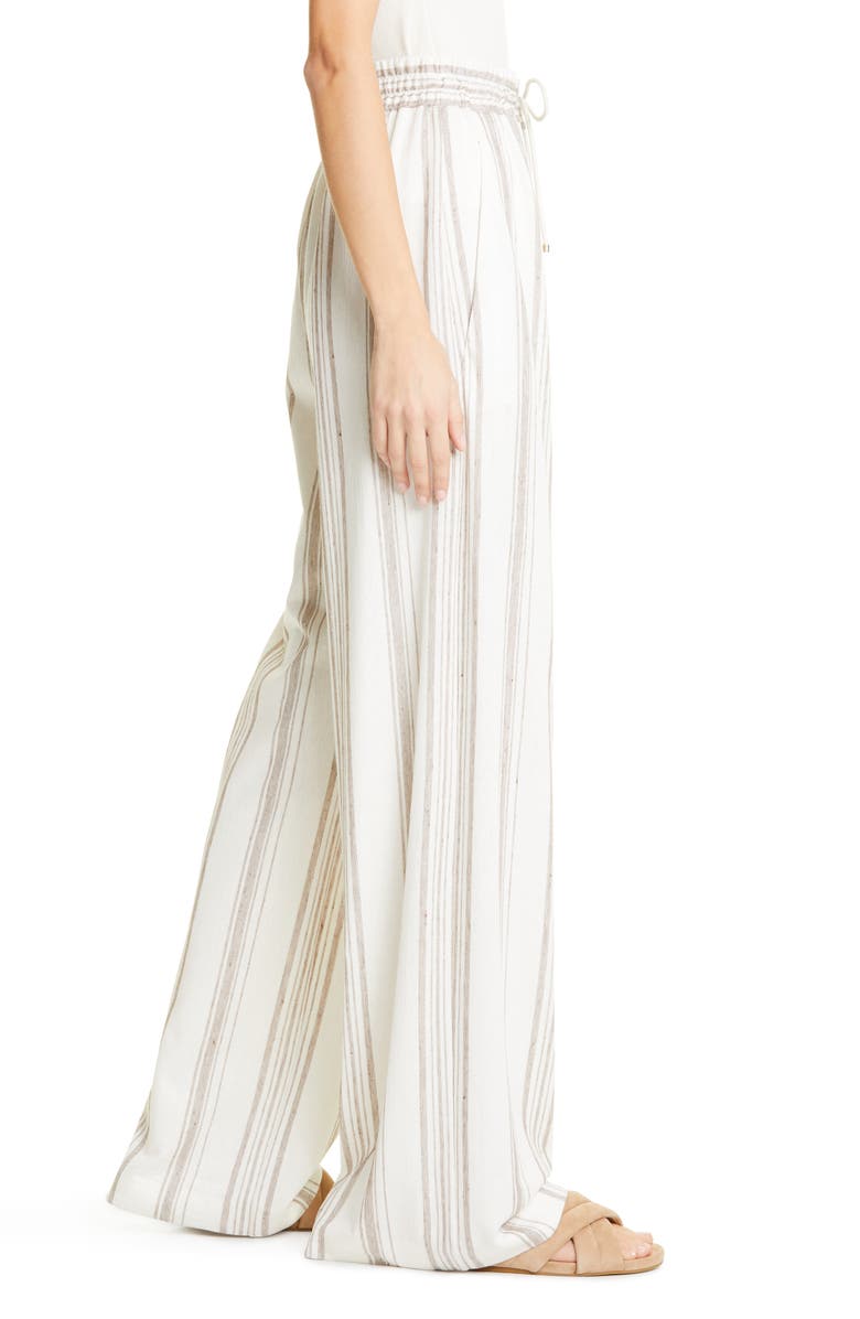 Max Mara Pinstripe Cotton & Linen Knit Pants, Alternate, color,