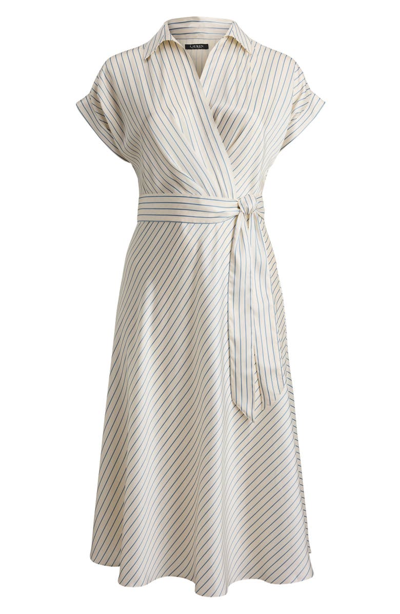 Lauren Ralph Lauren Stripe Twill Dress, Alternate, color, Cream Mu