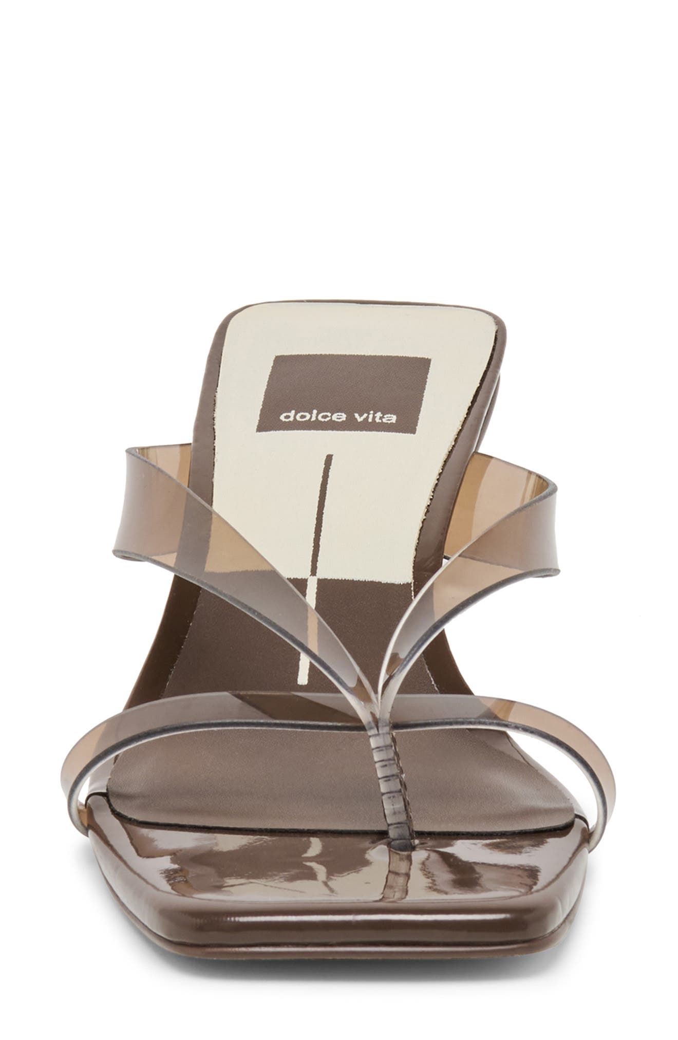 Brevel Vinyl Translucent Strap Sandal, Alternate, color, DARK BROWN JELLY