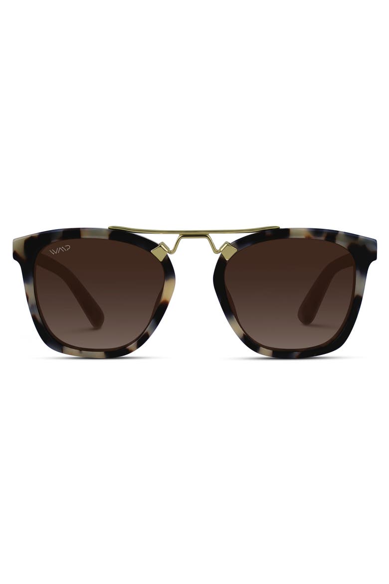 Demi - 51mm Oversized Square Polarized Sunglasses, Main, color, Beige Tortoise