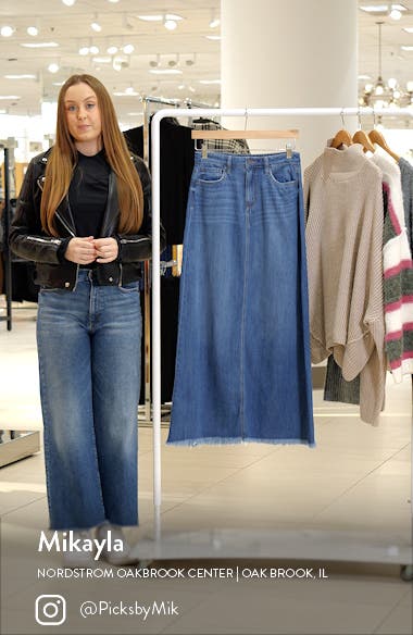 HIDDEN JEANS Frayed Hem Denim Maxi Skirt Nordstrom