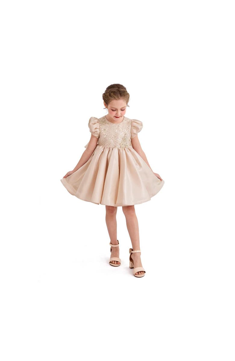Tulleen Luna Satin Bow Occasion Dress, Alternate, color, Champagne