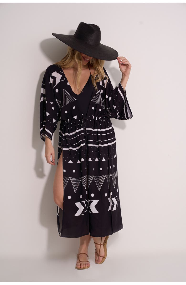 Gottex Beach Life Mist & Sand Robe Cover-Up, Alternate, color, Black-White