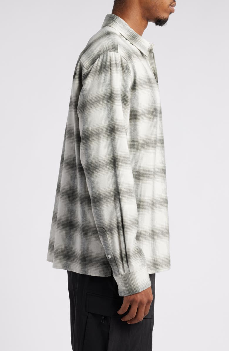 Saturdays NYC Mickey Shadow Check Cotton Blend Flannel Button-Up Shirt, Alternate, color, 