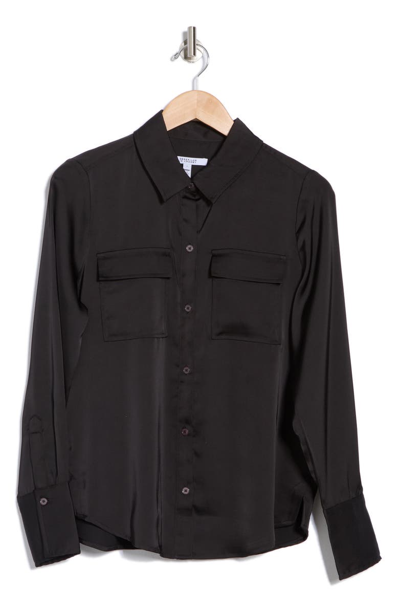 Derek Lam 10 Crosby Lorena Pocket Button-Up Shirt, Alternate, color, Black