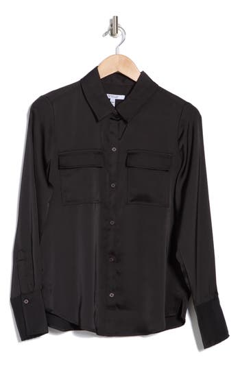 Derek Lam 10 Crosby Lorena Pocket Button-up Shirt In Black