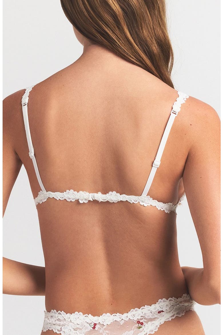 Stretch Lace Triangle Bralette, Alternate, color, IVORY CHERRY PRINT