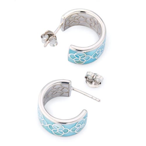 Jan Leslie Petal Gemstone Sterling Silver Huggie Earring In Blue