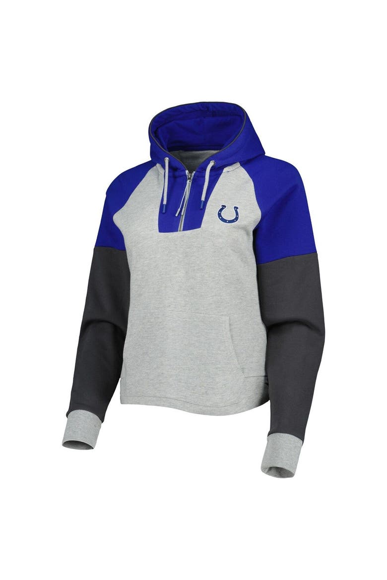 Women's Antigua  Heather Gray Indianapolis Colts Lightweight Jackpot Raglan Half-Zip Pullover Hoodie, Alternate, color, Heather Gray