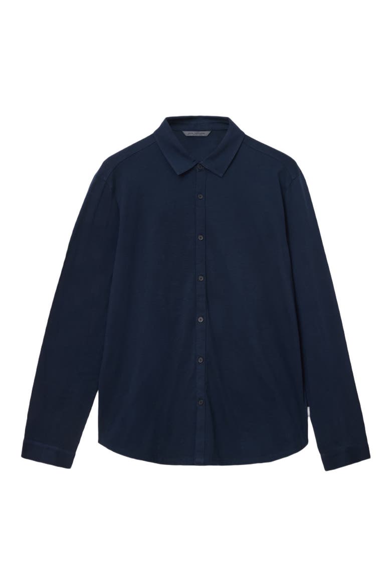 Gareth Organic Cotton Knit Button-Up Shirt, Alternate, color, NAVY