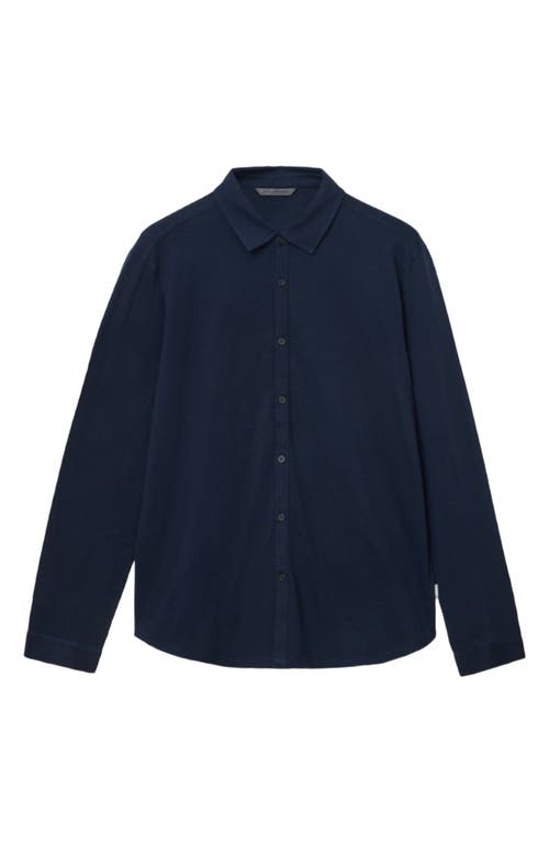 John Varvatos Gareth Organic Cotton Knit Button-up Shirt In Blue