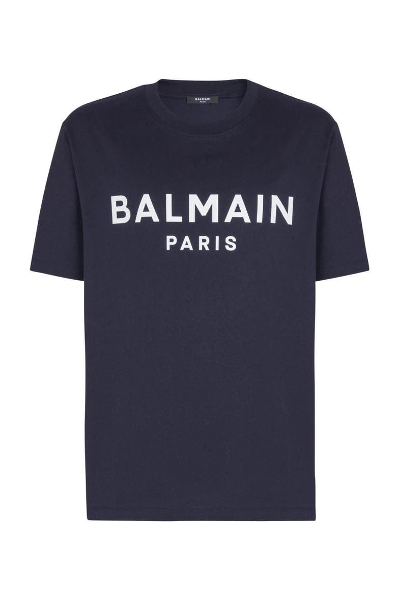 T-shirt with Balmain Paris print, Alternate, color, navy