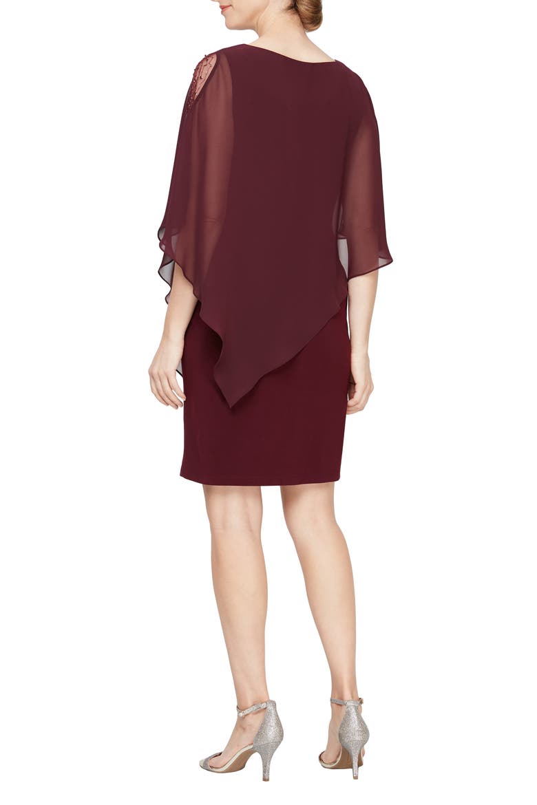 Short Sheath Dress & Embellished Cape Set, Alternate, color, FIG