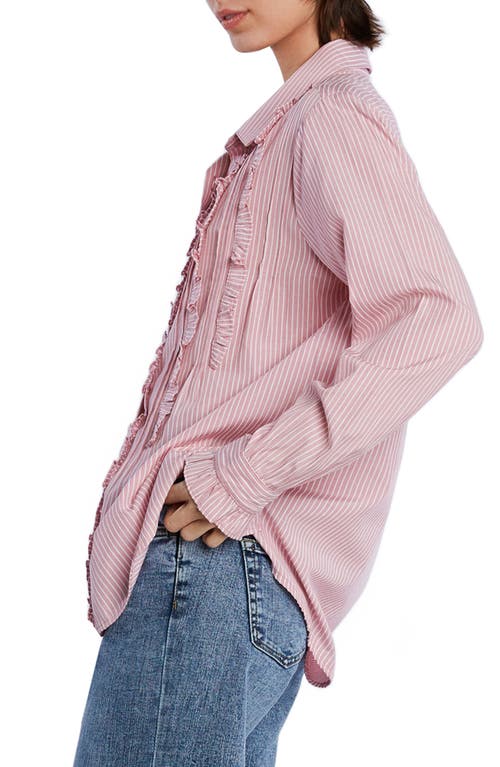 WASH LAB DENIM WASH LAB DENIM RUFFLE STRIPE TUXEDO SHIRT