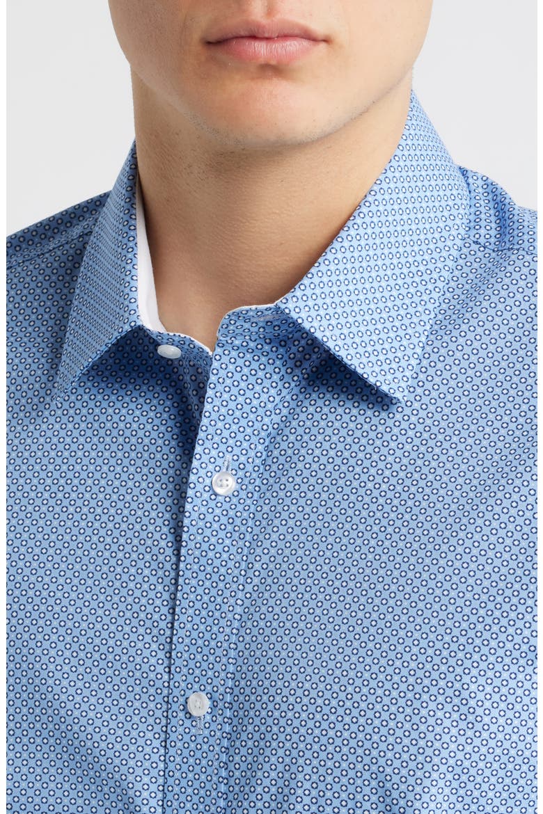 Trim Fit Geometric Print Cotton Dress Shirt, Alternate, color, BLUE
