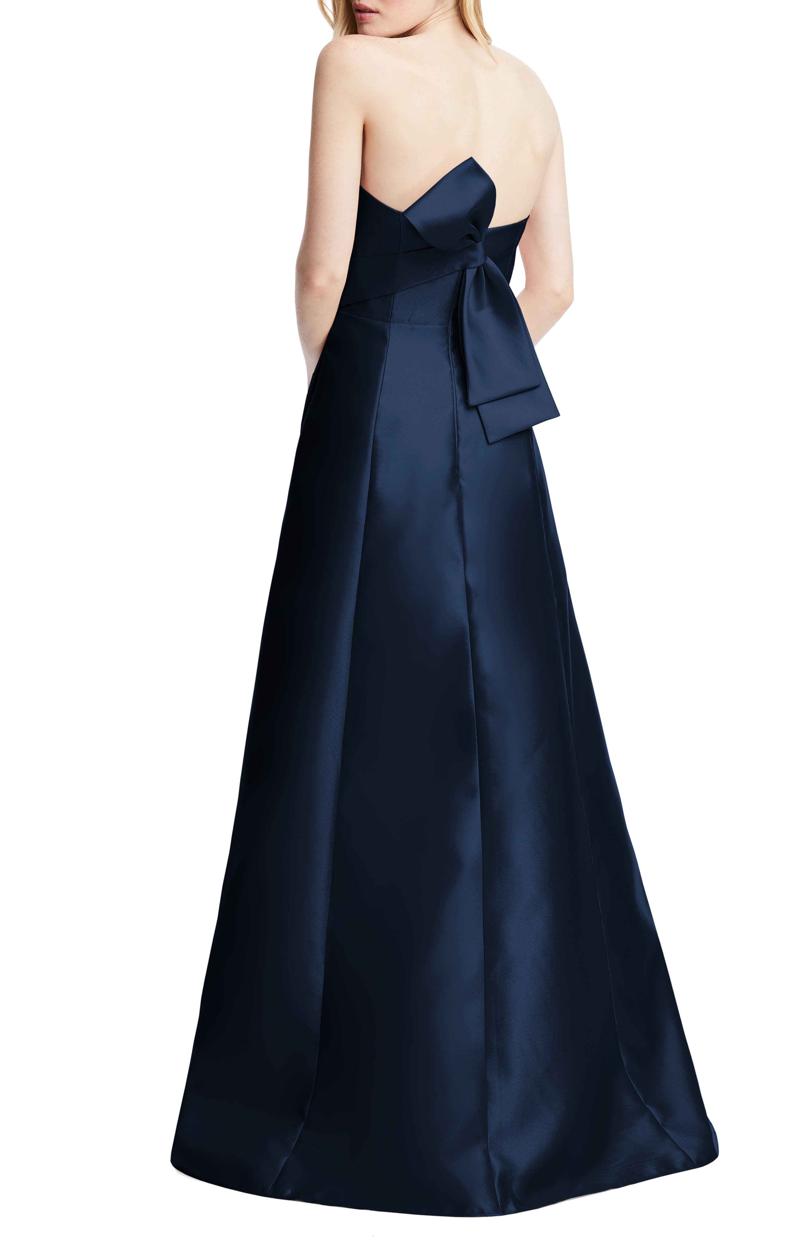 Strapless Satin A-Line Gown - image 4