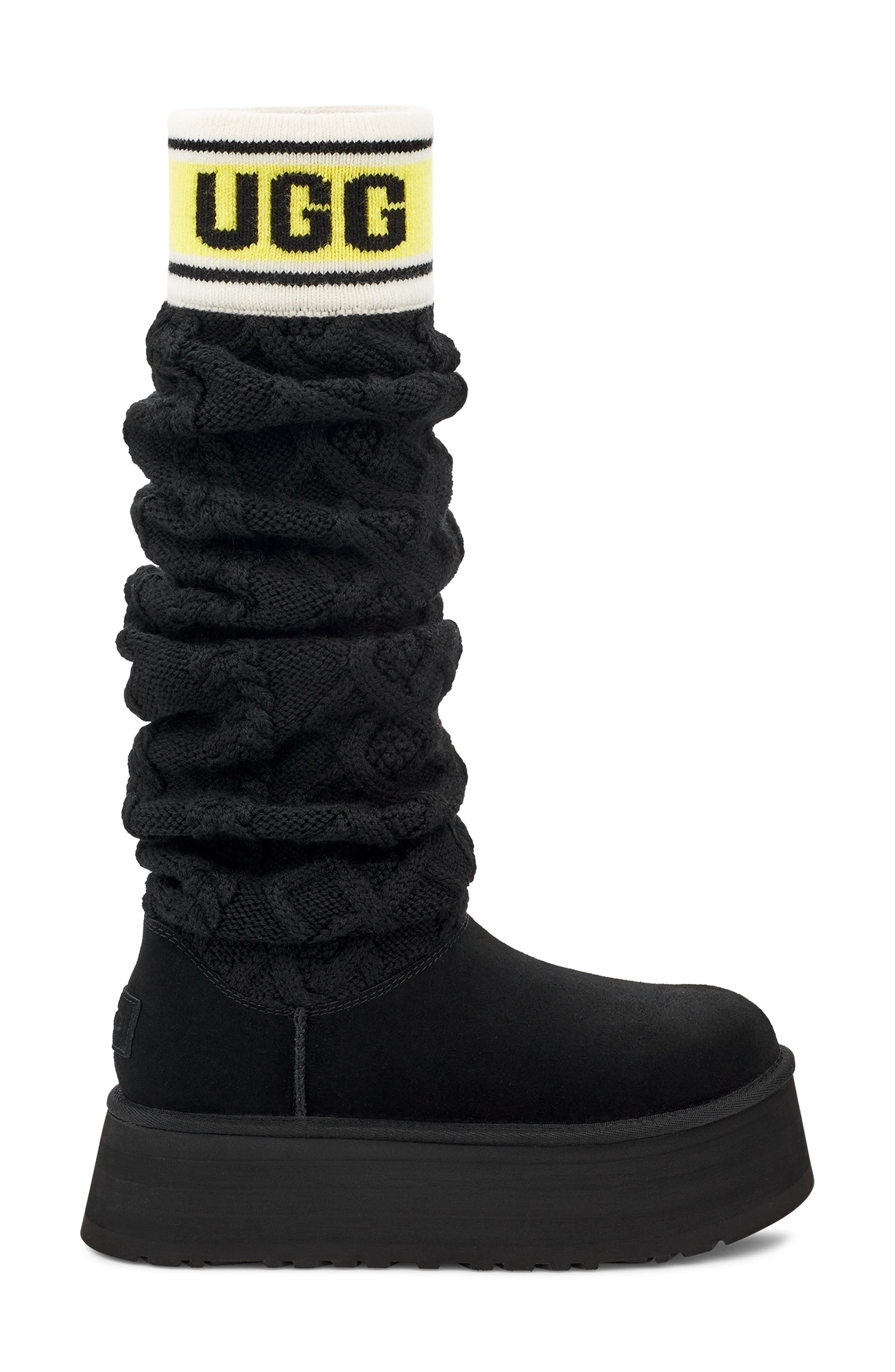 UGG<sup>®</sup> Sweater Letter Tall Boot, Alternate, color, 