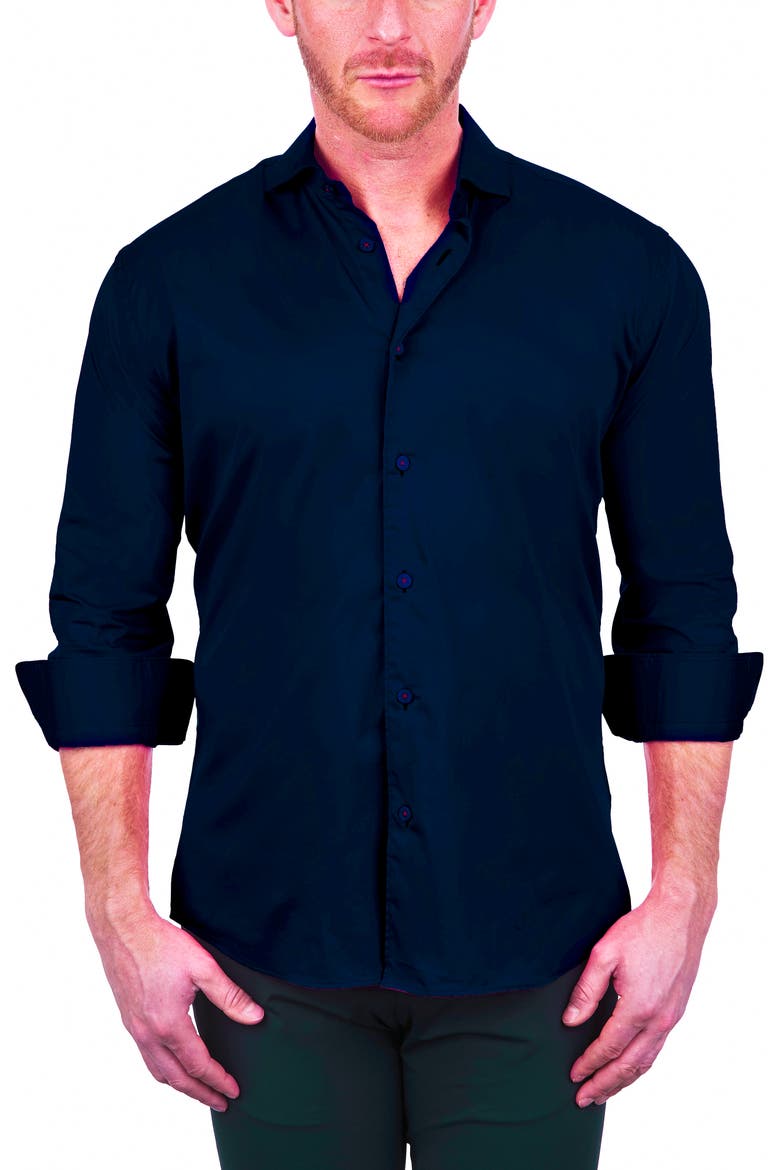 Einstein Button-Up Stretch Cotton Shirt, Alternate, color, BLUE