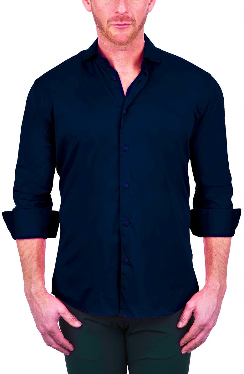 Maceoo Einstein Button-Up Stretch Cotton Shirt, Alternate, color, Blue