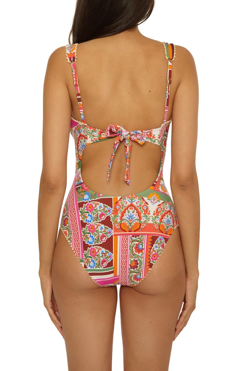 Lucky Brand Verona Tile Print One-Piece Swimsuit, Alternate, color, Pink Multi